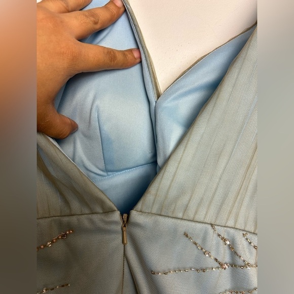 VTG Y2K JS Boutique Beaded Dres Size 8 Lace fairy Teal Babydoll Hoco Romantic - Picture 7 of 16